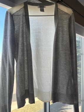 Barneys New York Gray and White Color block Cardigan
